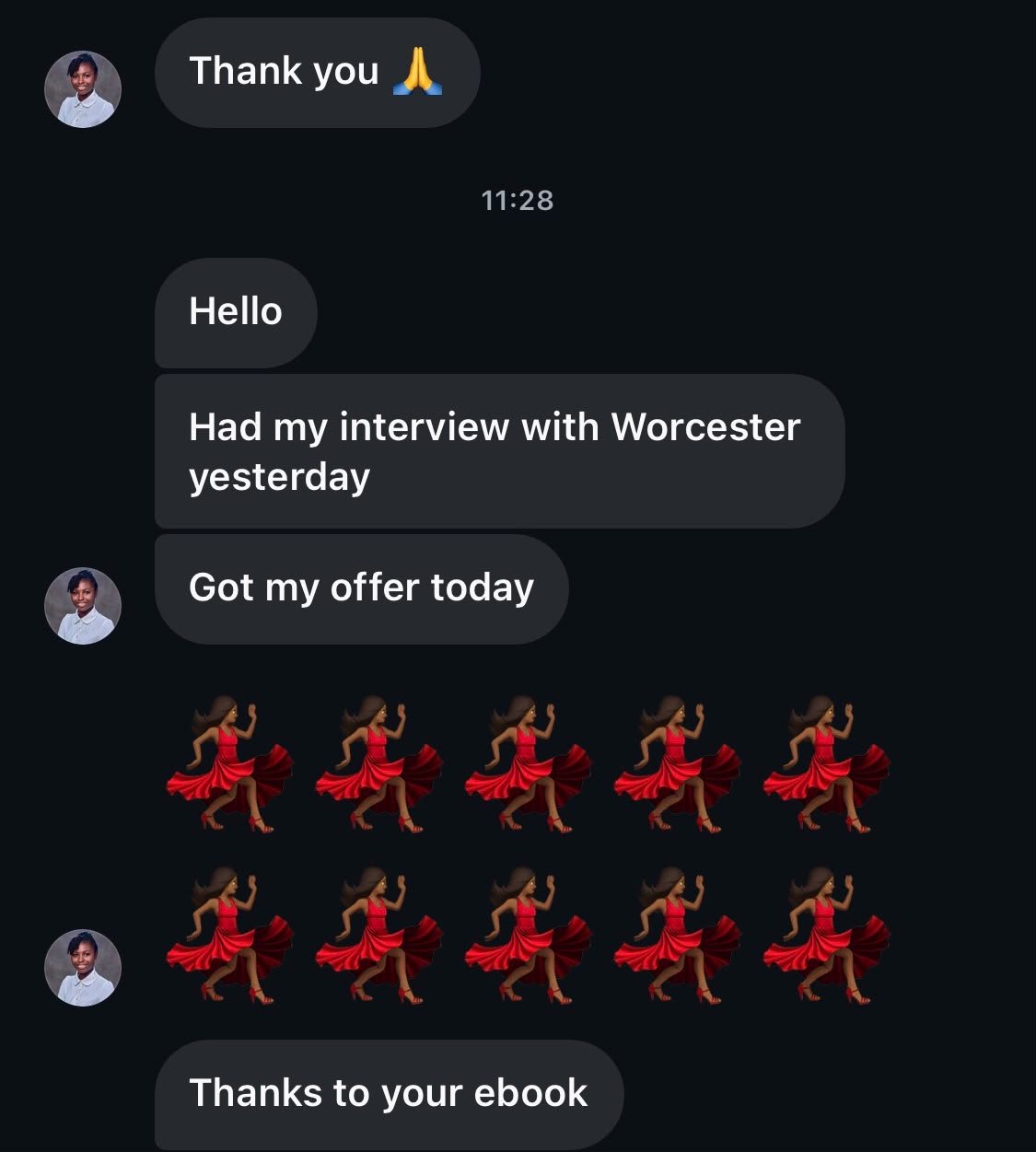 Message thanking the guide creator